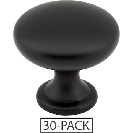 30-Pack Of The 1-3/16 Diameter Matte Black Madison Cabinet Mushroom Knob